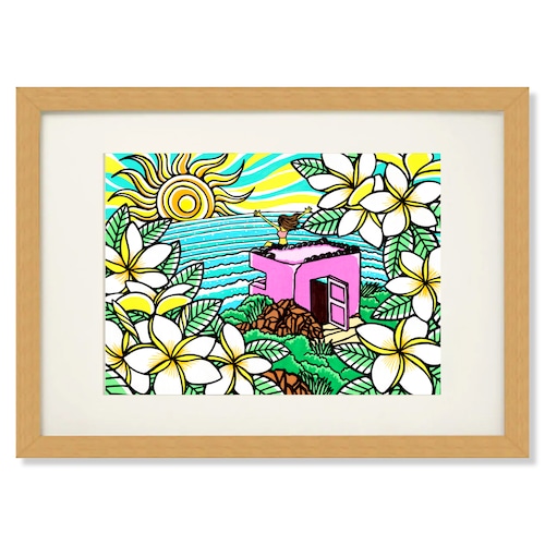 Art Print A4（Pink Pill Box）with Frame