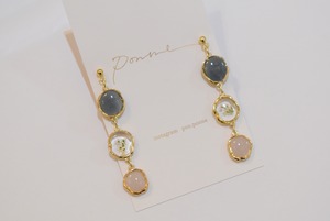 【イヤリング変更可能】ponne　3連つぶつぶ ピアス