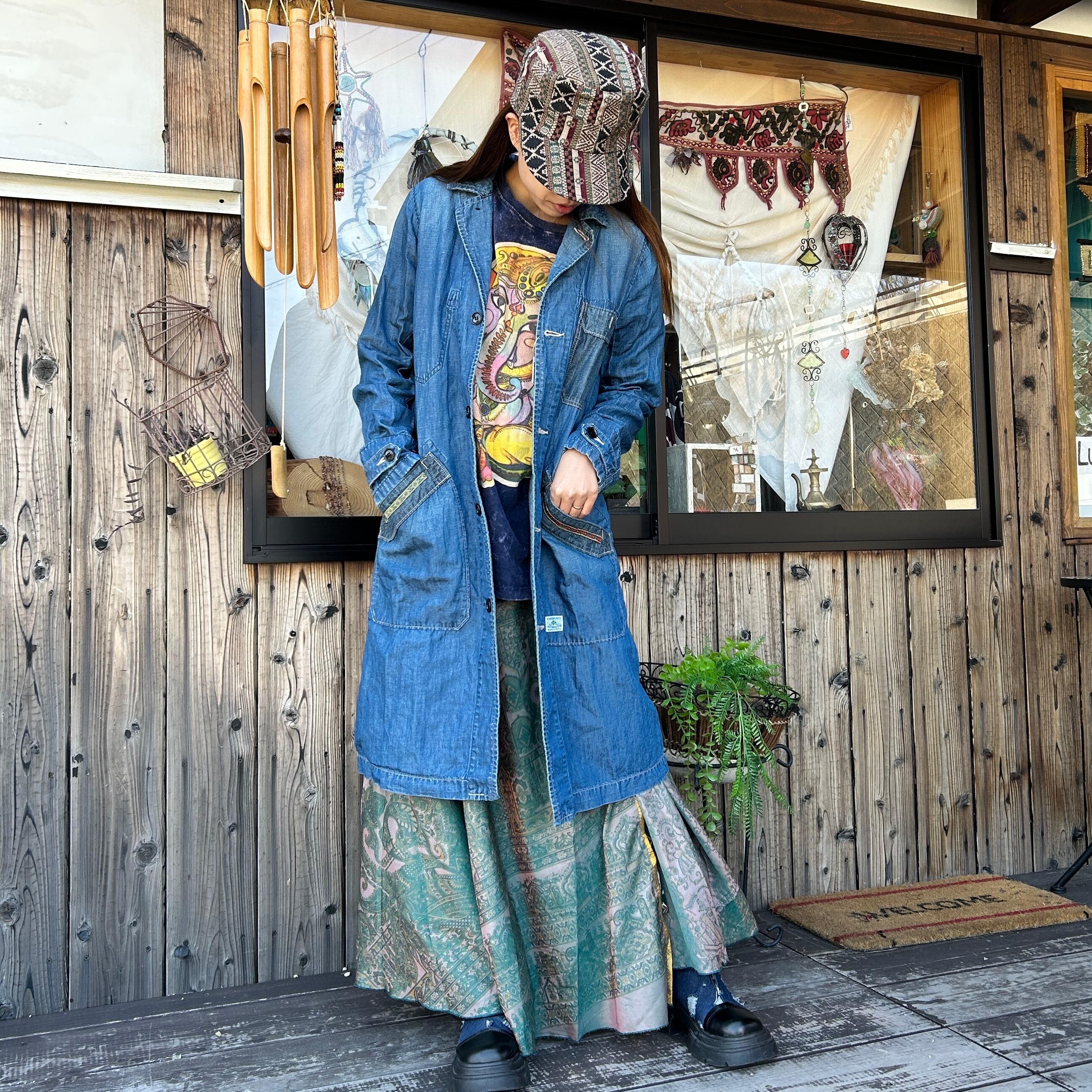 デニムハーフコートアフリカン | アジアン雑貨ルチュ