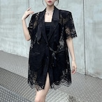 sheer lace wide jacket / l0584