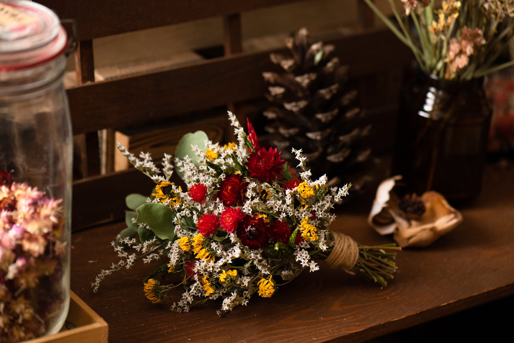 ドライフラワーのミニブーケ&ミニリースセット《受注生産》｜雑貨と