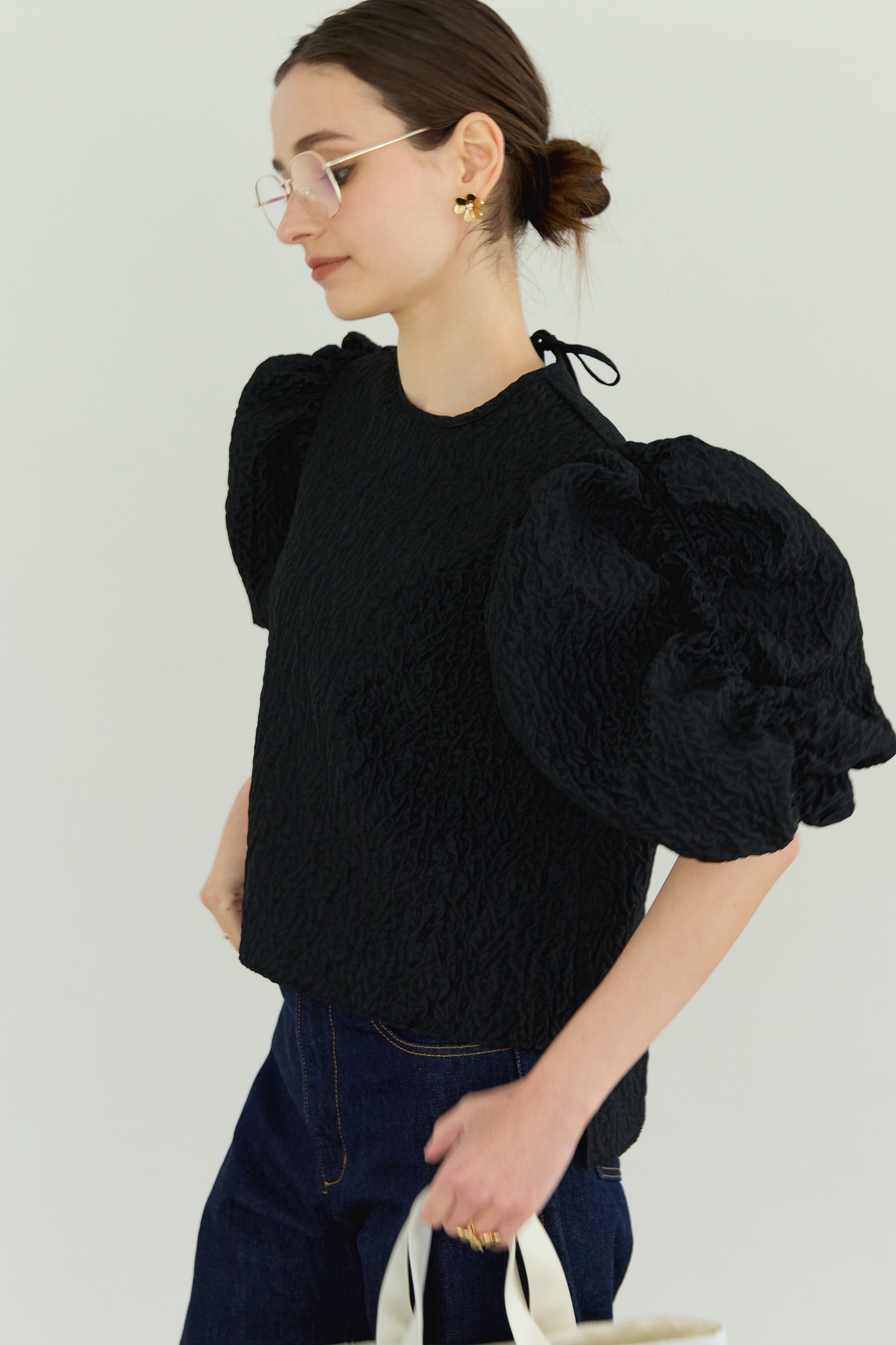 Jacquard spindle blouse | Bluelea