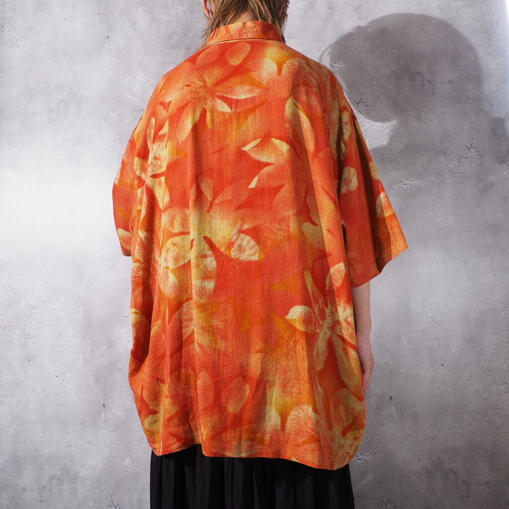 Haupt Flower printed Box silhouette drape shirt (made in Germany)