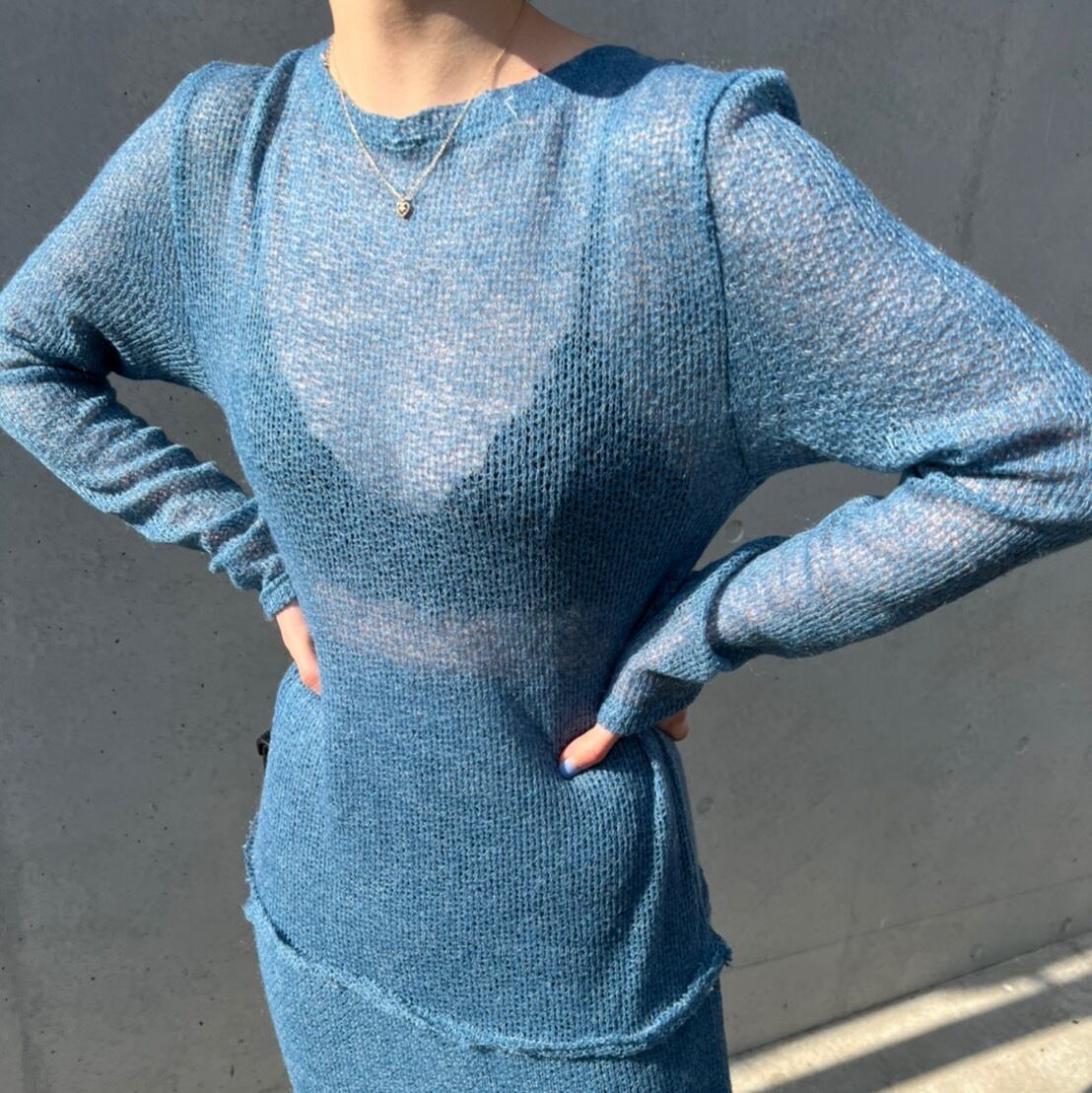 sheer knit set up dress _LN0889