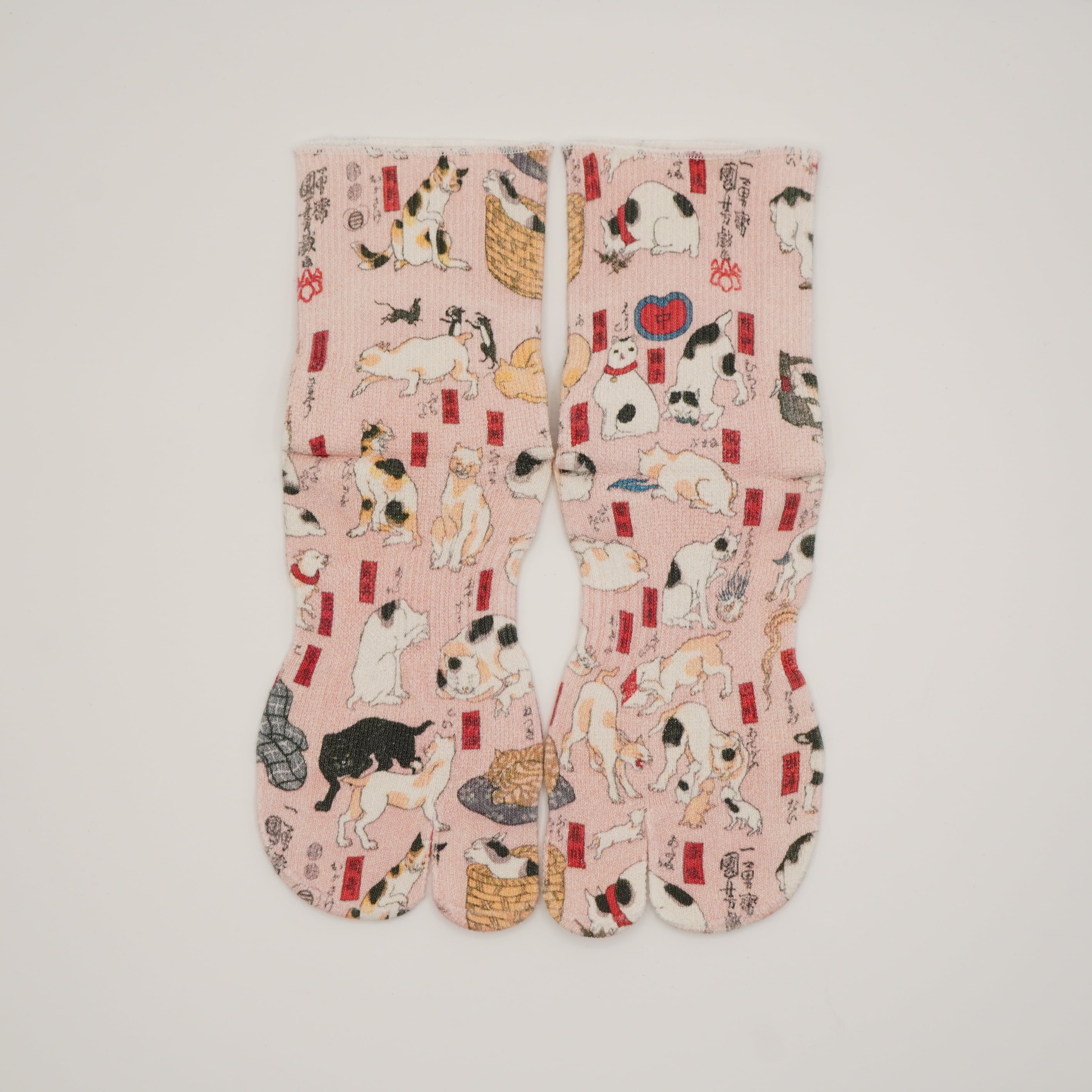 歌川国芳 猫飼好五十三疋柄 足袋和紙プリントソックス レギュラー丈