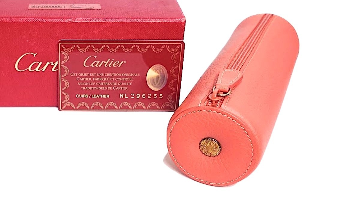 Cartier カルティエ 筒形 ペンケース ミニ ポーチ レザー L3000687 