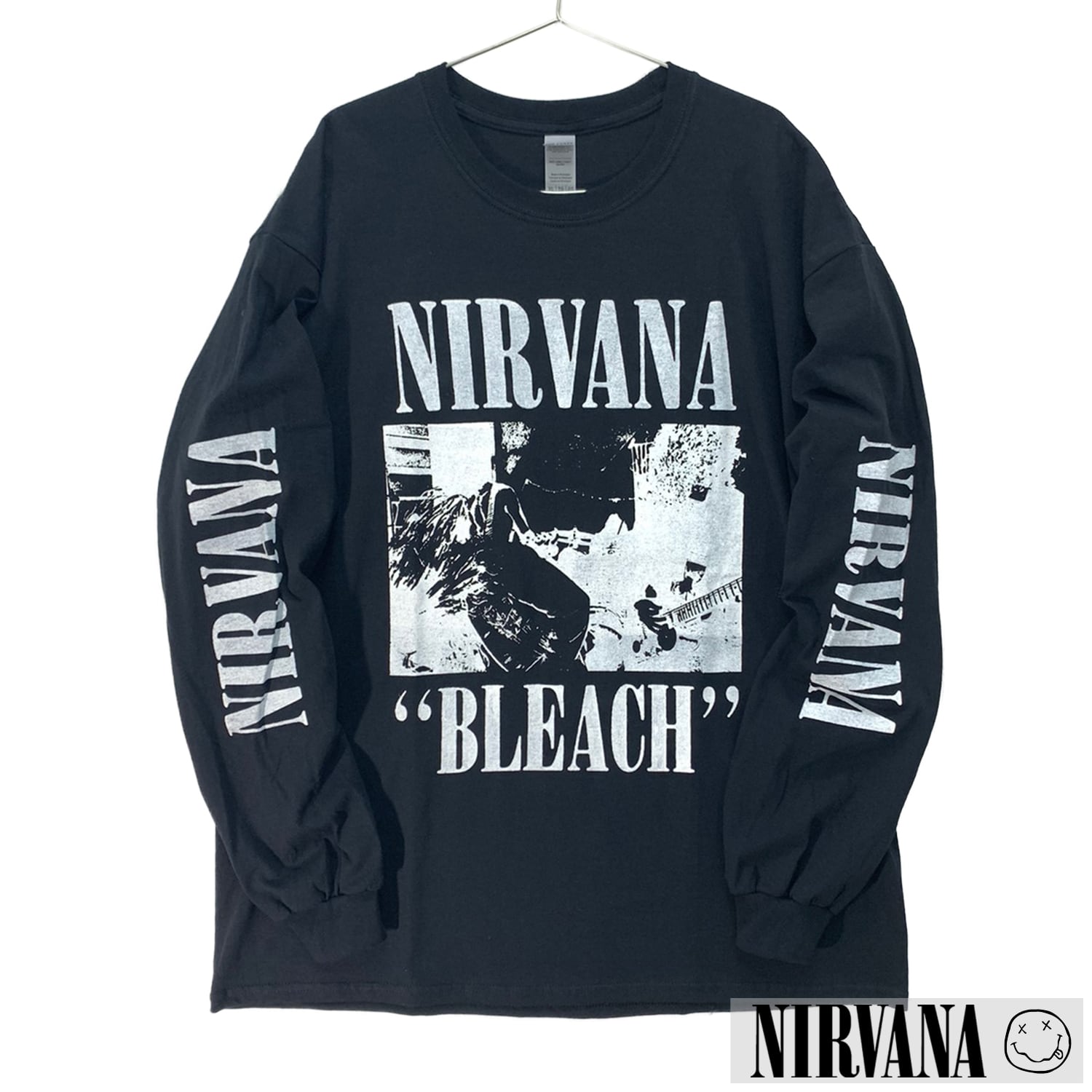 NIRVANA 「ニルヴァーナ」「BLEACH」 バンドTシャツ ロックTシャツ 袖プリント ロンT 長袖Tシャツ【GILDAN BODY】 nirvana-lsteegl-bleach oguoy/Destroy it Create it Share it