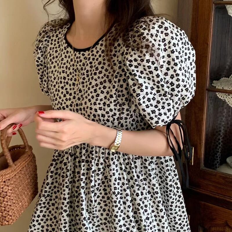 フローラルドレス サマールーズ薄手Aラインスカート 夏物 花柄 ビッグFスモールZ韓国57727910826