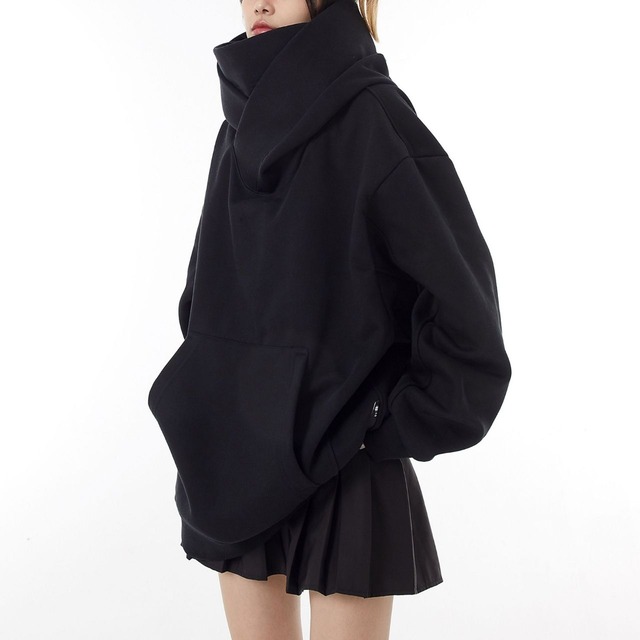 メガフードハイネックフュージョンパーカー 2col   R01303