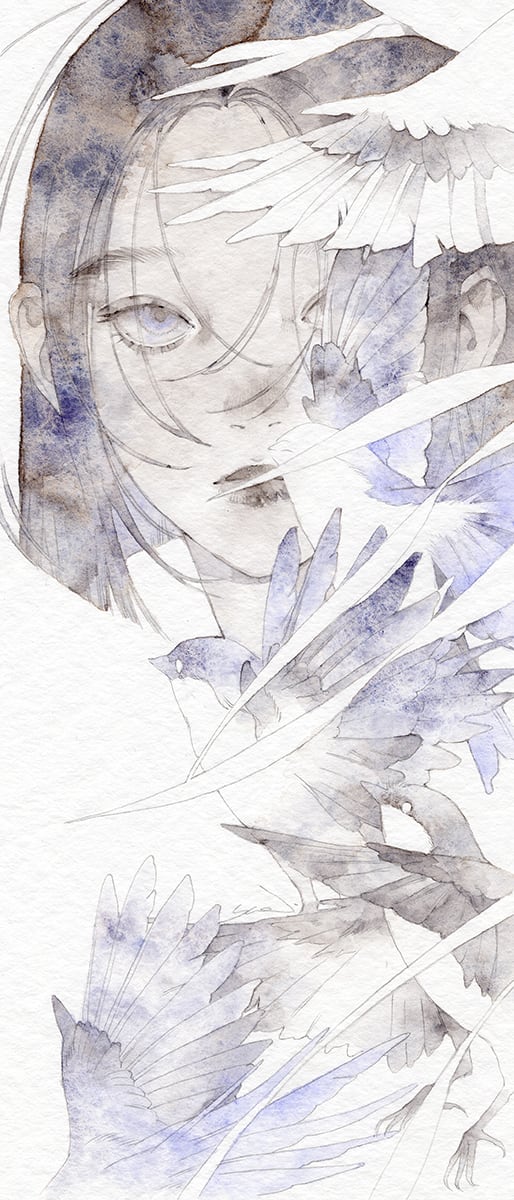 【一点物】 イラストレーター　yue 水彩画 a633fb9c720d3f988b127ace126297