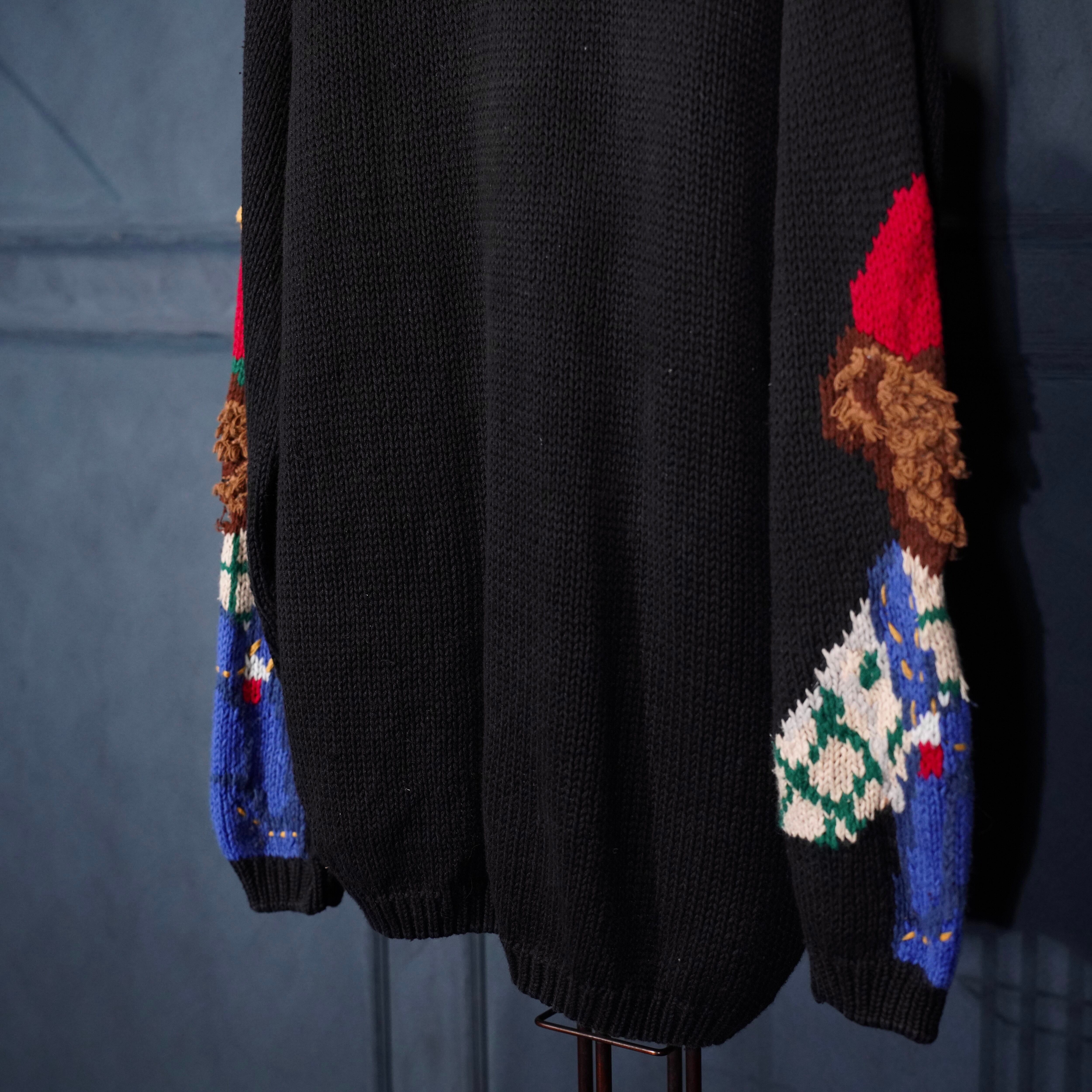 USAヴィンテージ 馬柄アートニットカーディガン 80s 90s アメリカ古着 古着 90s AMANO フェニックス ネイティブ パターン ヘビー ウール