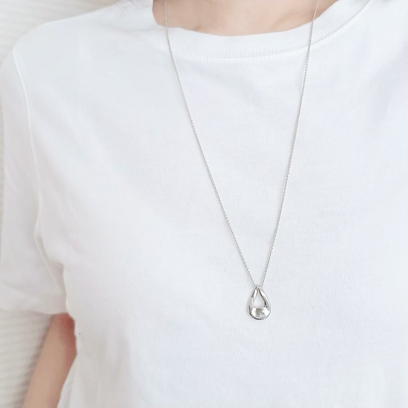 再販サージカルステンレス☆ハンマー打ち凸凹ドロップロングネックレスSALE6点 再販サージカルステンレス☆ハンマー打ち凸凹ドロップロング