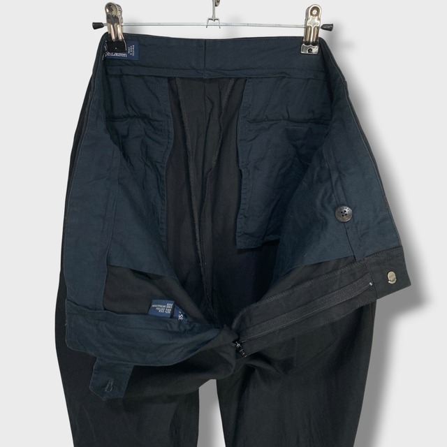 ラルフローレン　ツータックスラックスパンツ　シルクコットン　W35L30 黒