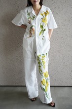 lace open collar shirt yellow lily