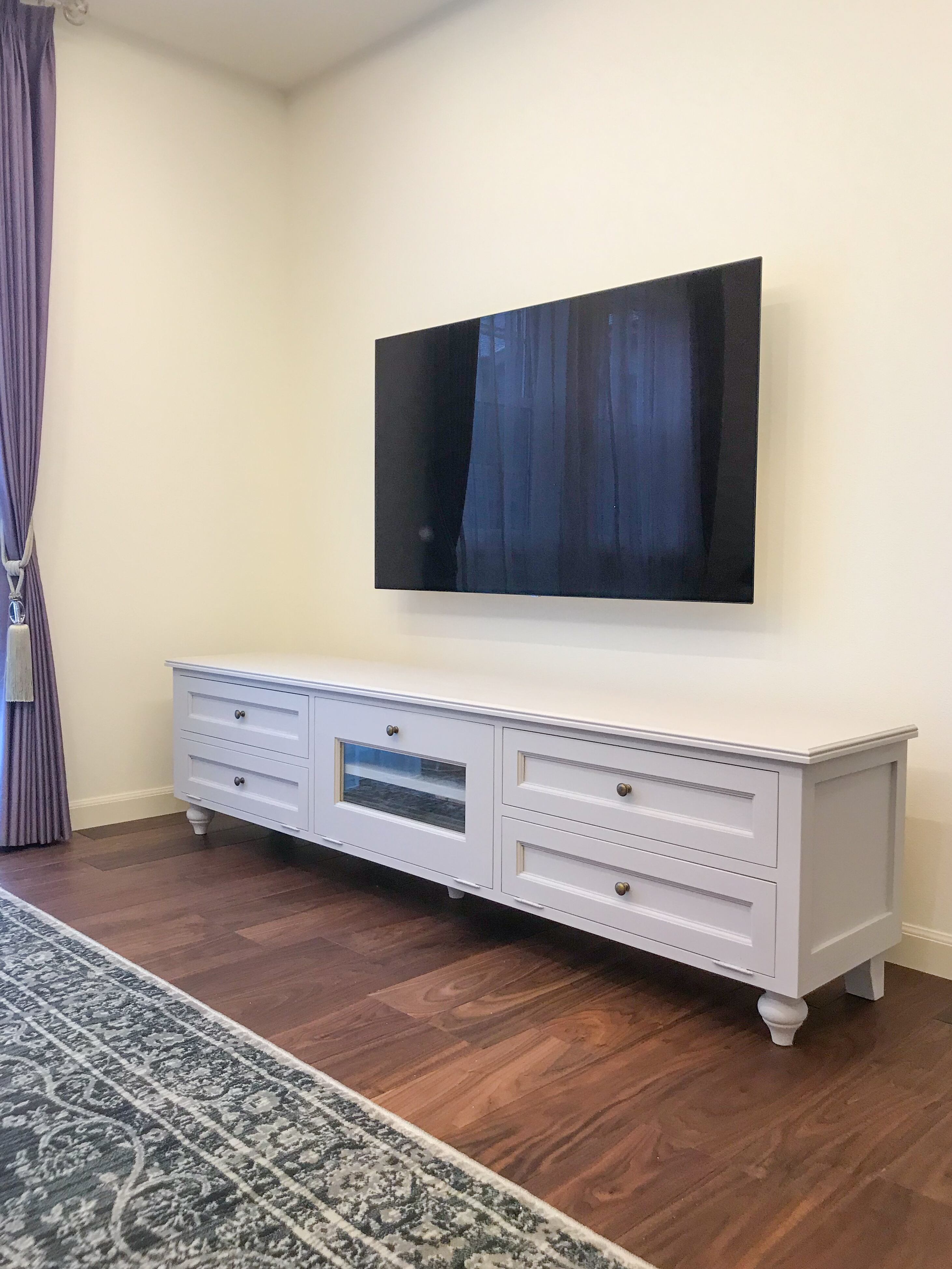 フランスアンティーク調テレビボード (グレー・サイズオーダー)W2000大型TVボード