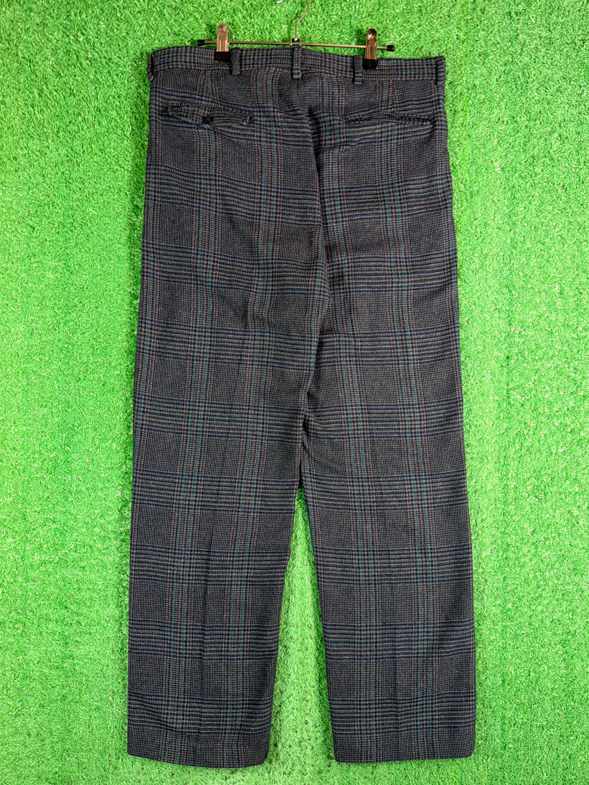 Men's】 90s グレンチェック ウール混 2タック スラックスパンツ