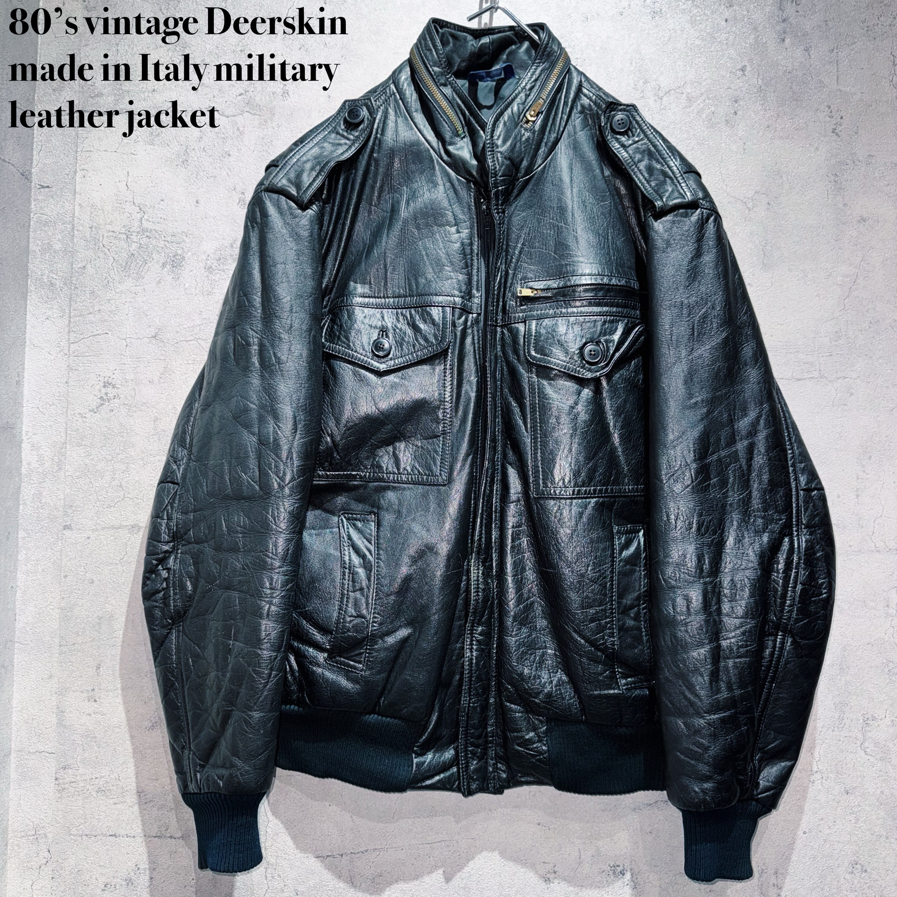 80’s vintage Deerskin made in Italy military leather jacket