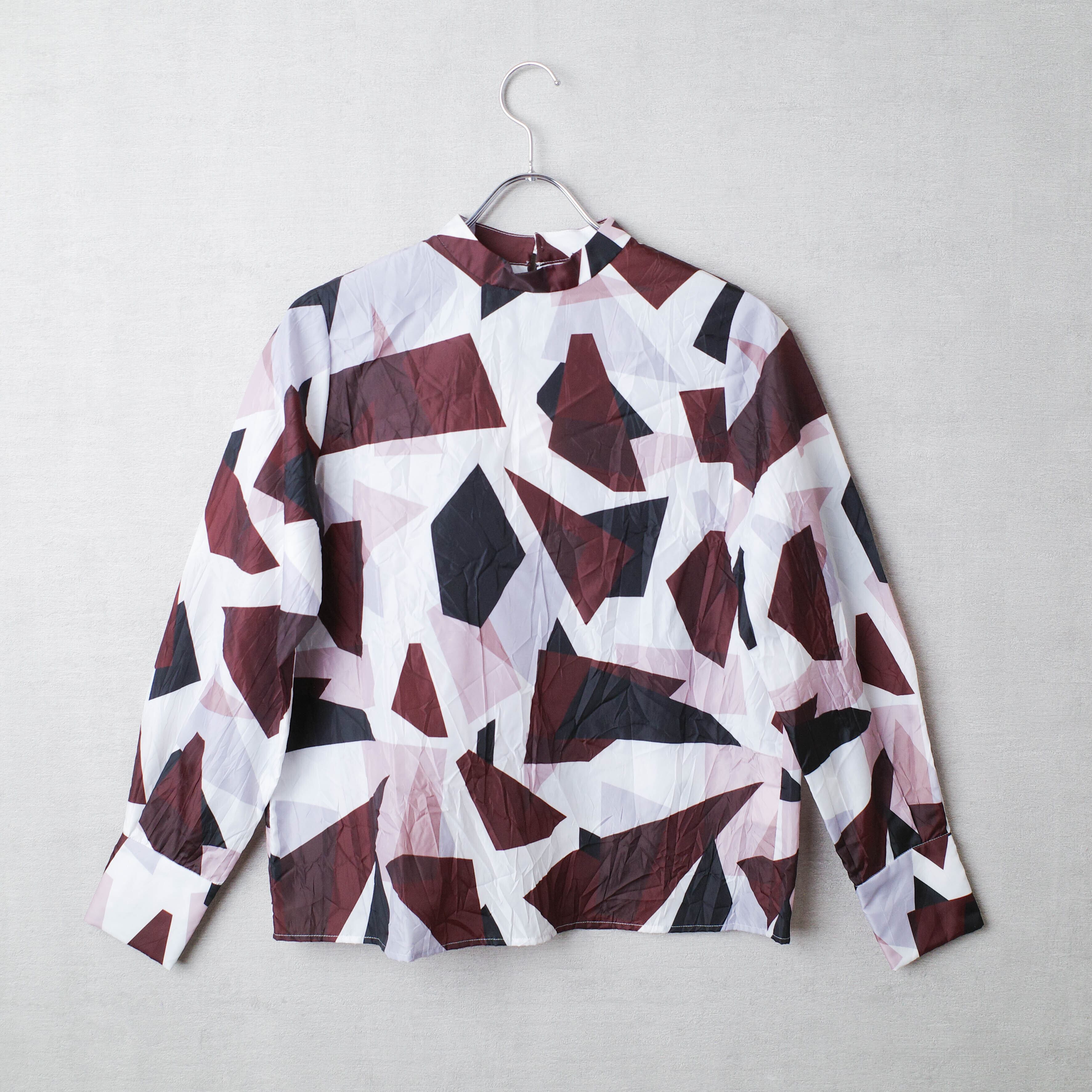 [NEW] RIM･ARK	NOCOLLOR GEOMETRY PRINT BLOUSE 460BAL30-0210