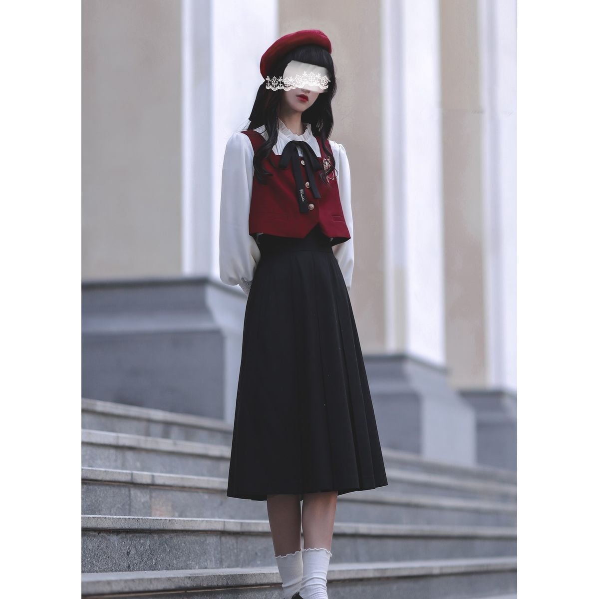 ケープ付きロングスカートセットアップ：ベスト | Maiden 