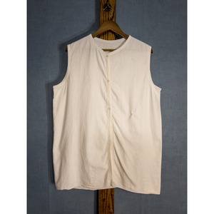 【1950-60s】"French Work" Off White Cotton Full Open Vest