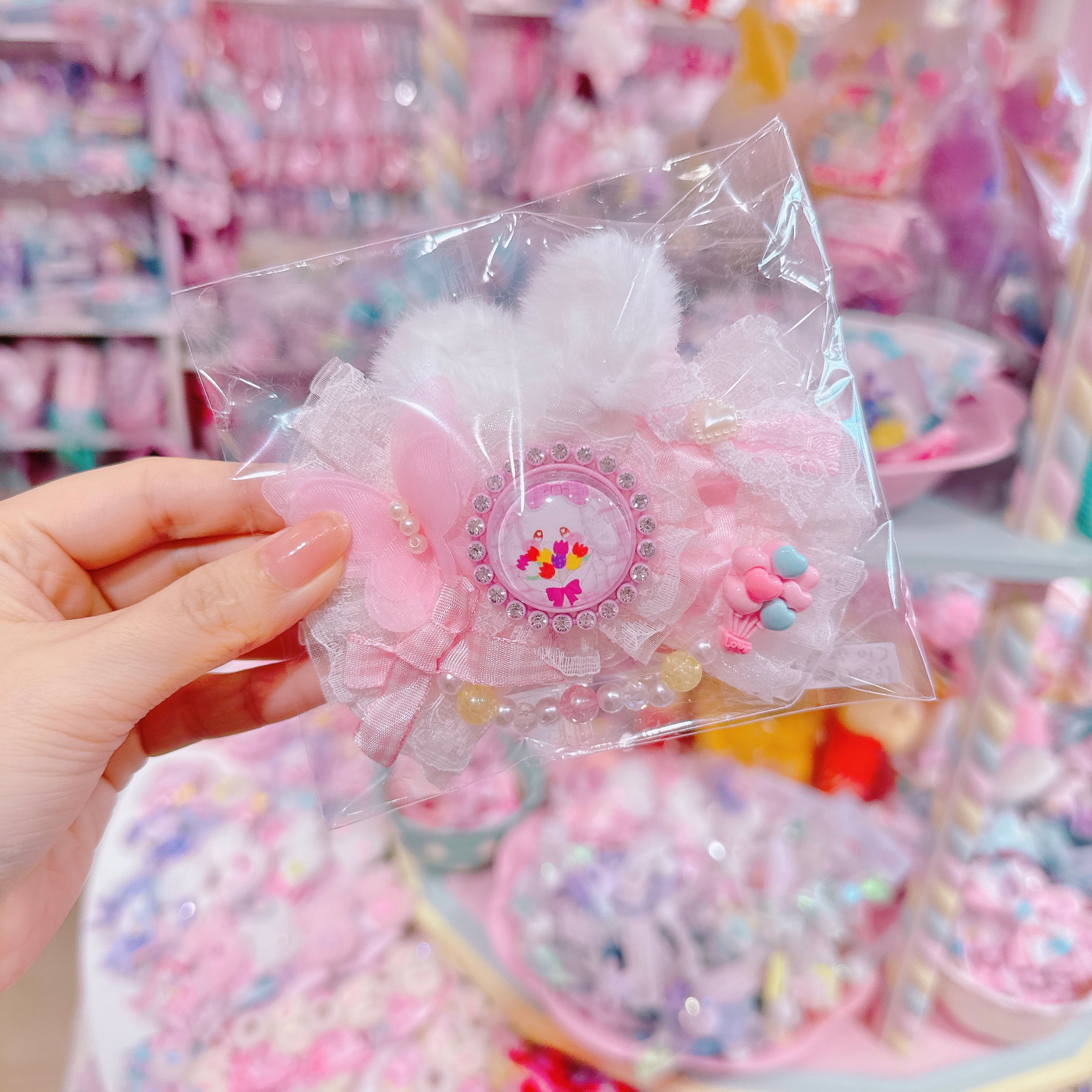 【C10】72-3ふりふりりぼんヘアクリップ