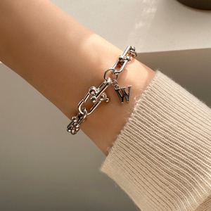 ＜カスタム＞initial bold chain bracelet / イニシャルボールドチェーンブレスレット
