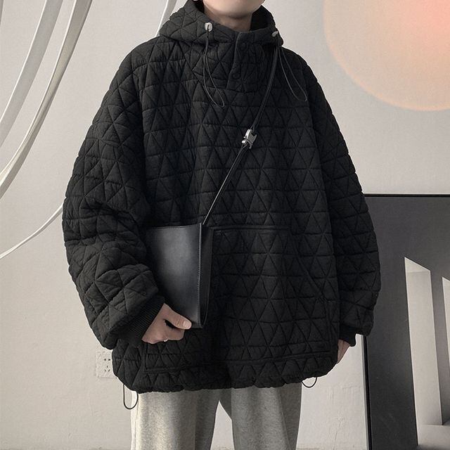 【予約販売】パーカー プルオーバー メンズ アウター 防寒 オーバーサイズ ホワイト グレー ブラック カジュアル 男前 こなれ感 お洒落 韓国 トレンド 春 秋 冬 M/L/XL