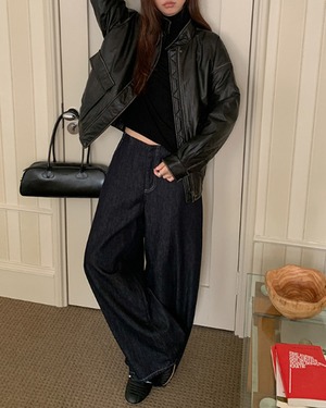 ワイドハイウエストデニムパンツ A0790