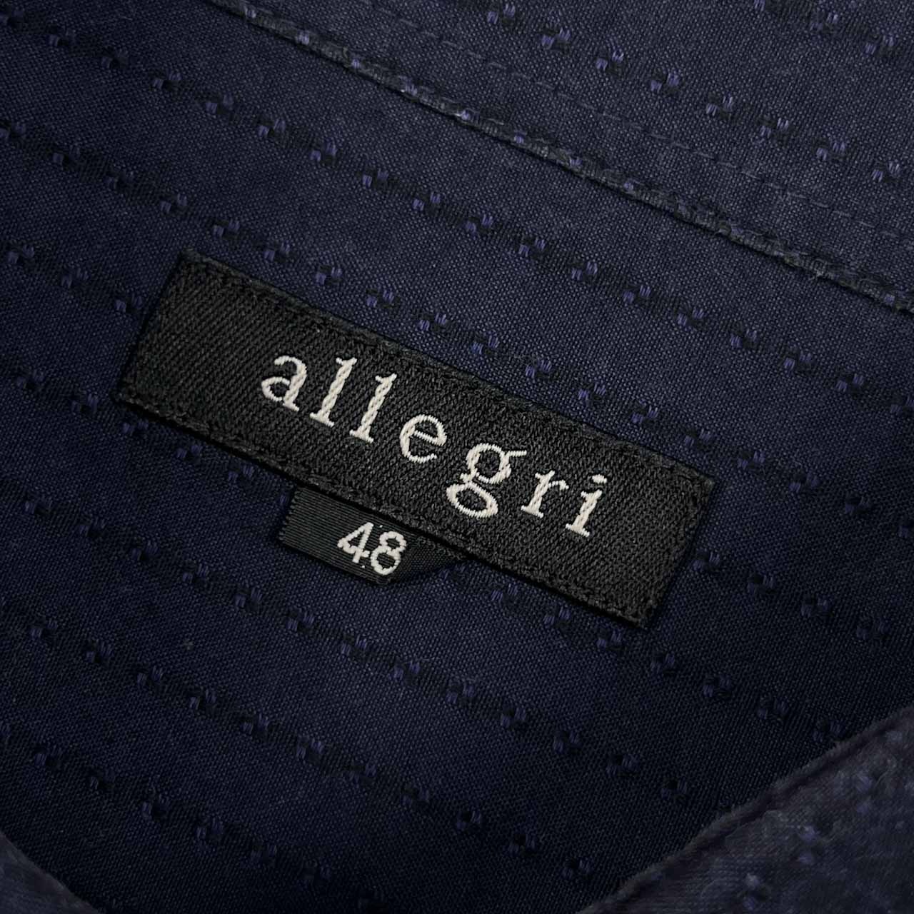 allegri アレグリ ストライプ風 デザイン 半袖シャツ 48/ネイビー メンズ 三陽商会