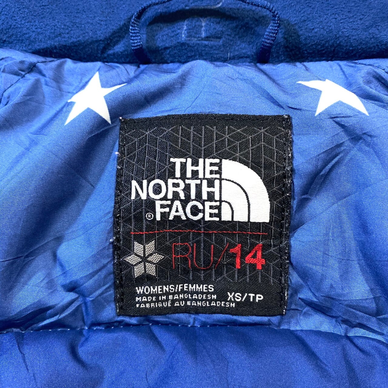 【USA規格】ノースフェイス　ダウンベスト　ブルー　M 700フィル　刺繍ロゴ
