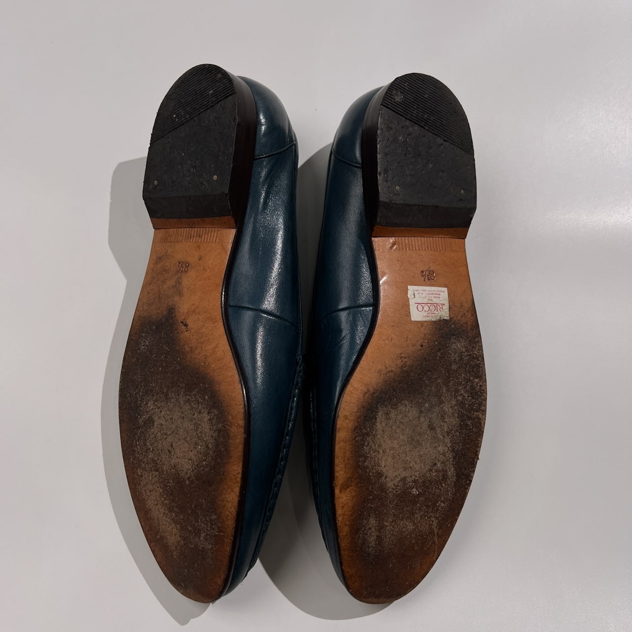 ATELIER RICCO アトリエ リコ 馬革 本革 レザー ローファー スリッポン 8 1/2 /26.5/ブルー系/革靴/シューズ/ホースレザー