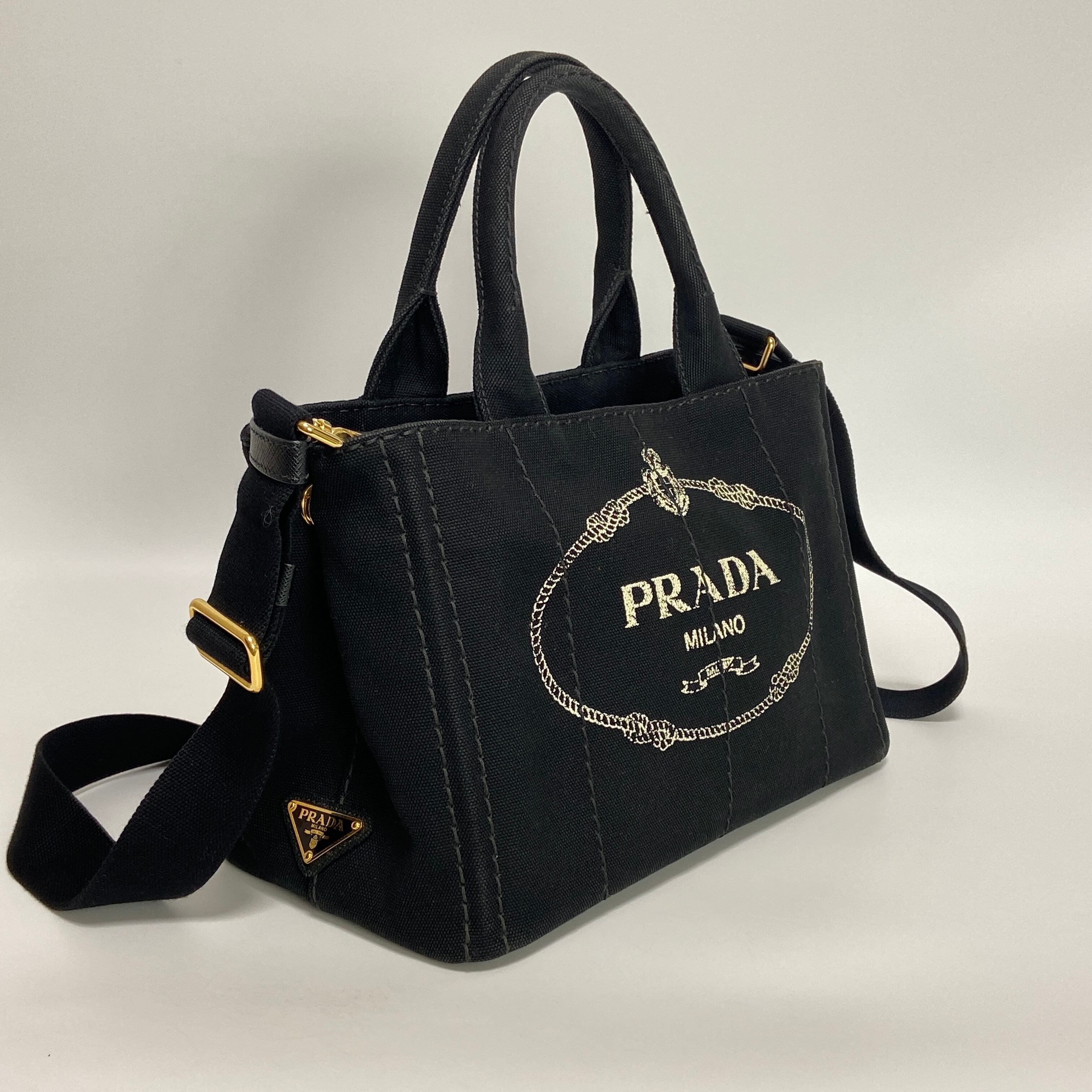 美品❤️PRADA カナパ　2way トートバッグ　BLACK箱なし布袋あり