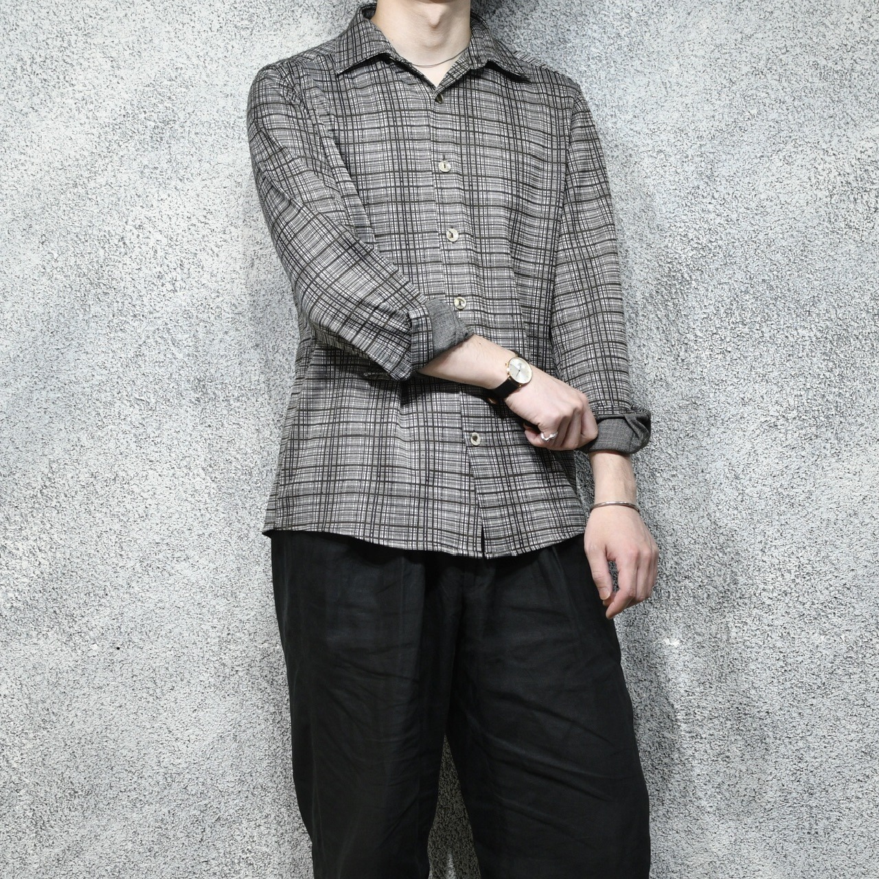 design check knit shirt brown