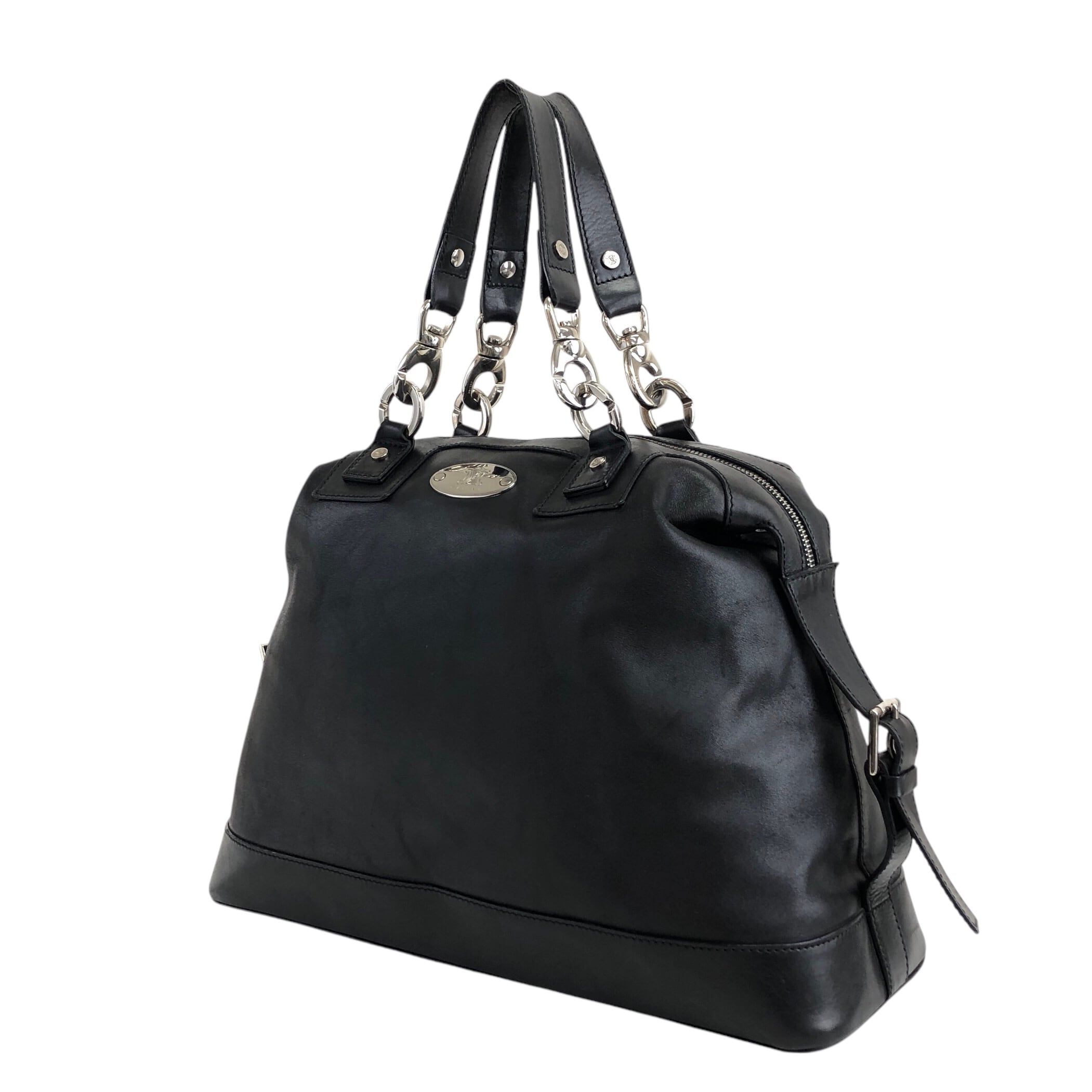 CELINE セリーヌ ハンドバッグ ブラック ブラゾン レザー vintage