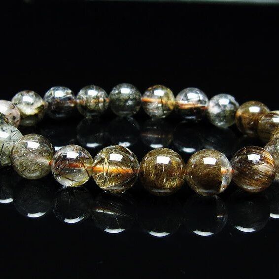 キャッツアイルチルクォーツ ブレスレット 10mm ルチルクォーツ ブレス 一点物 メール便可 [M便 1/10] 111-45794