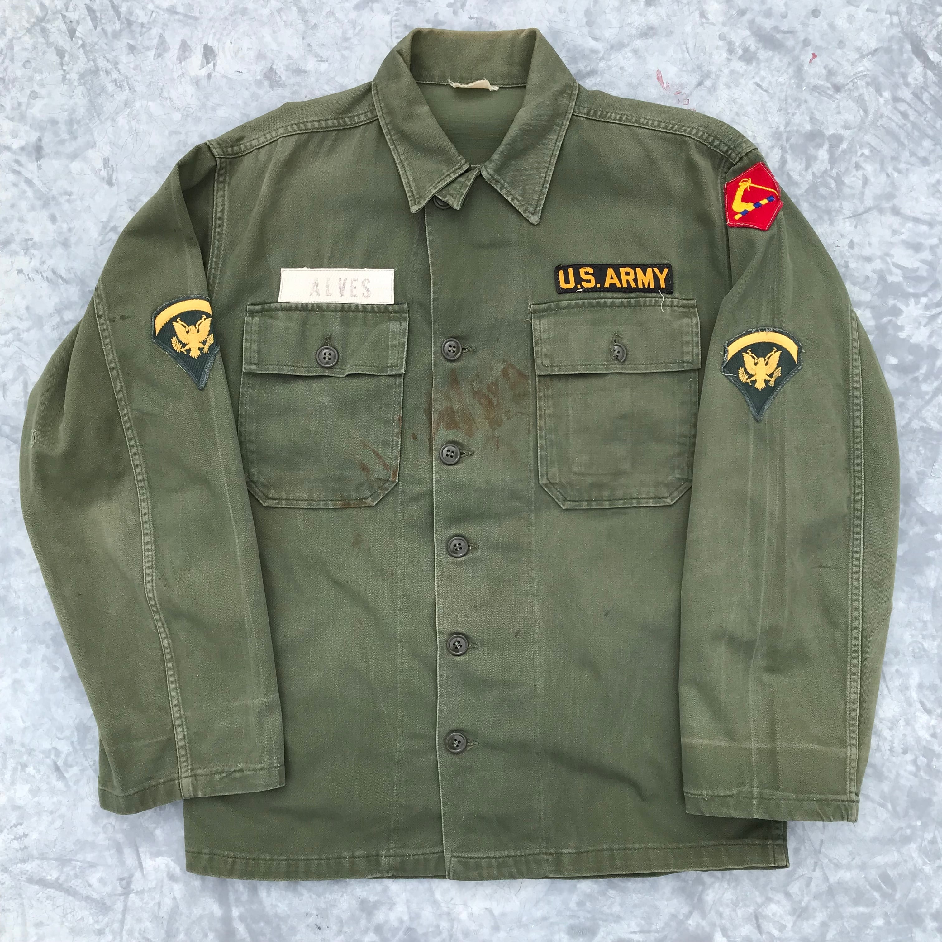 60's U.S.ARMY OG107 サテンシャツ 筒袖1st後期 ユーティリティーシャツ ミリタリー ヴィンテージ | agito vintage  powered by BASE