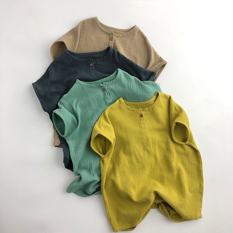 【BABY&KID】夏新作薄手レトロ純色ロンパース 全4色