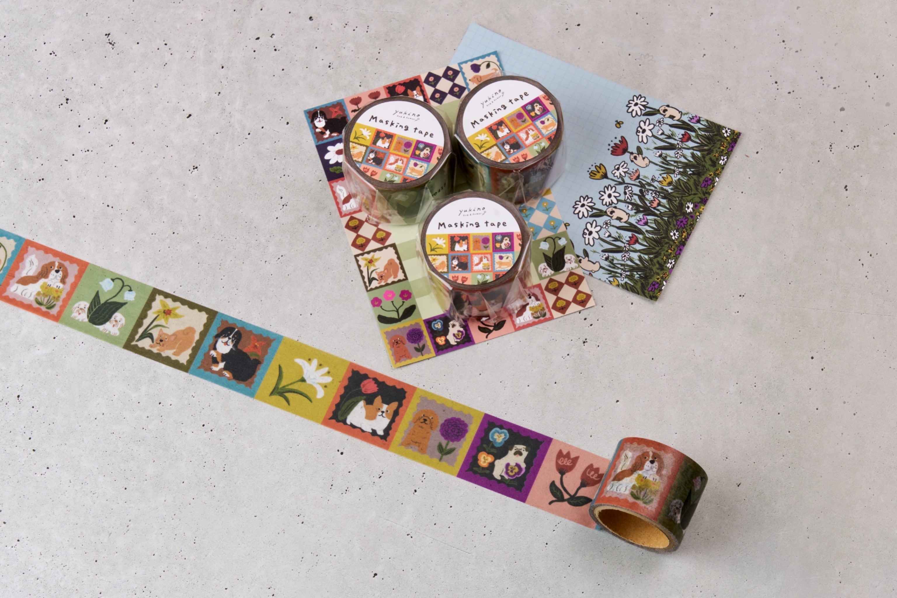 マスキングテープ30mm「Flower & dog patch」