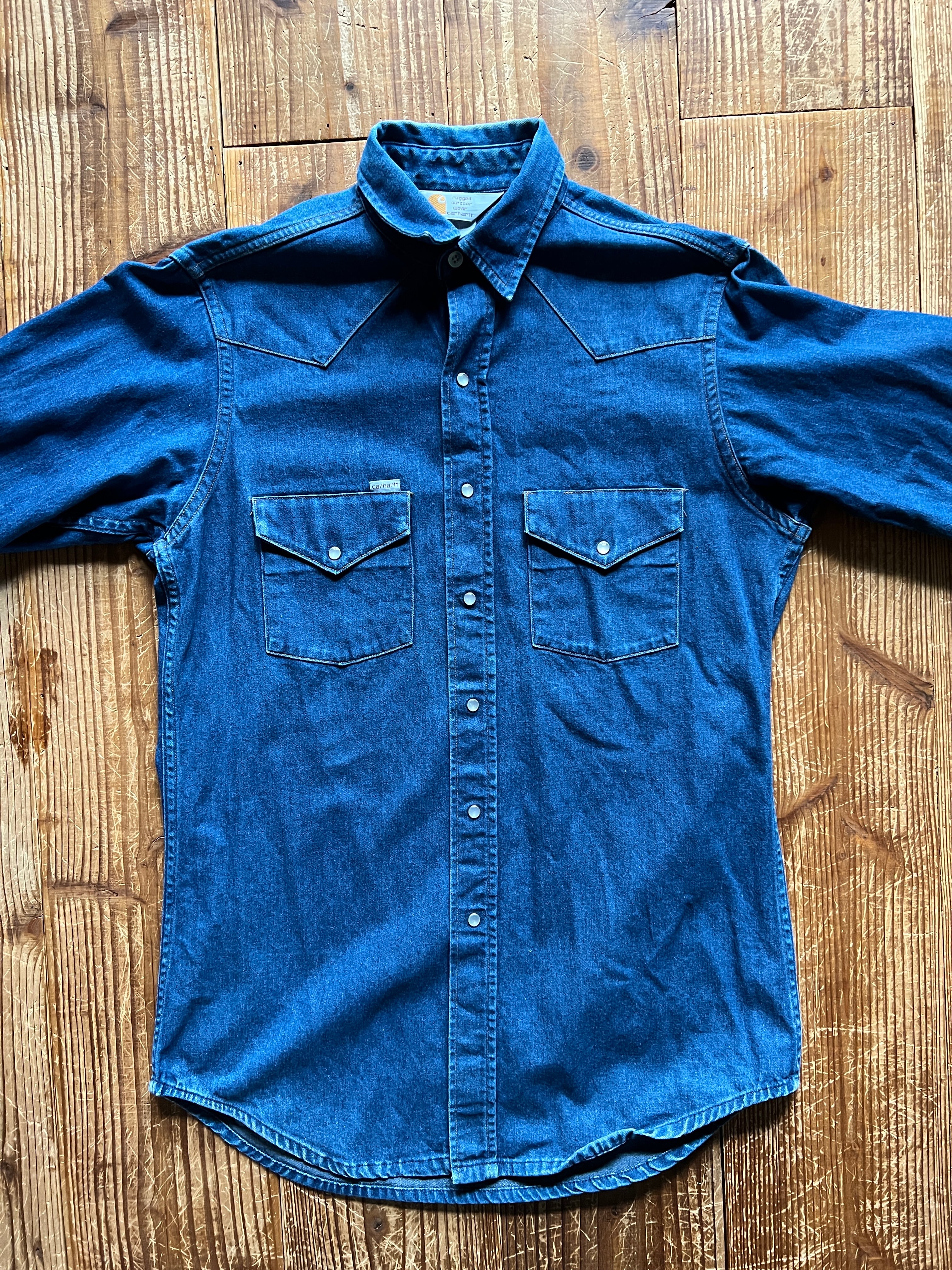 90's Carhartt デニムシャツ 実寸(L位)