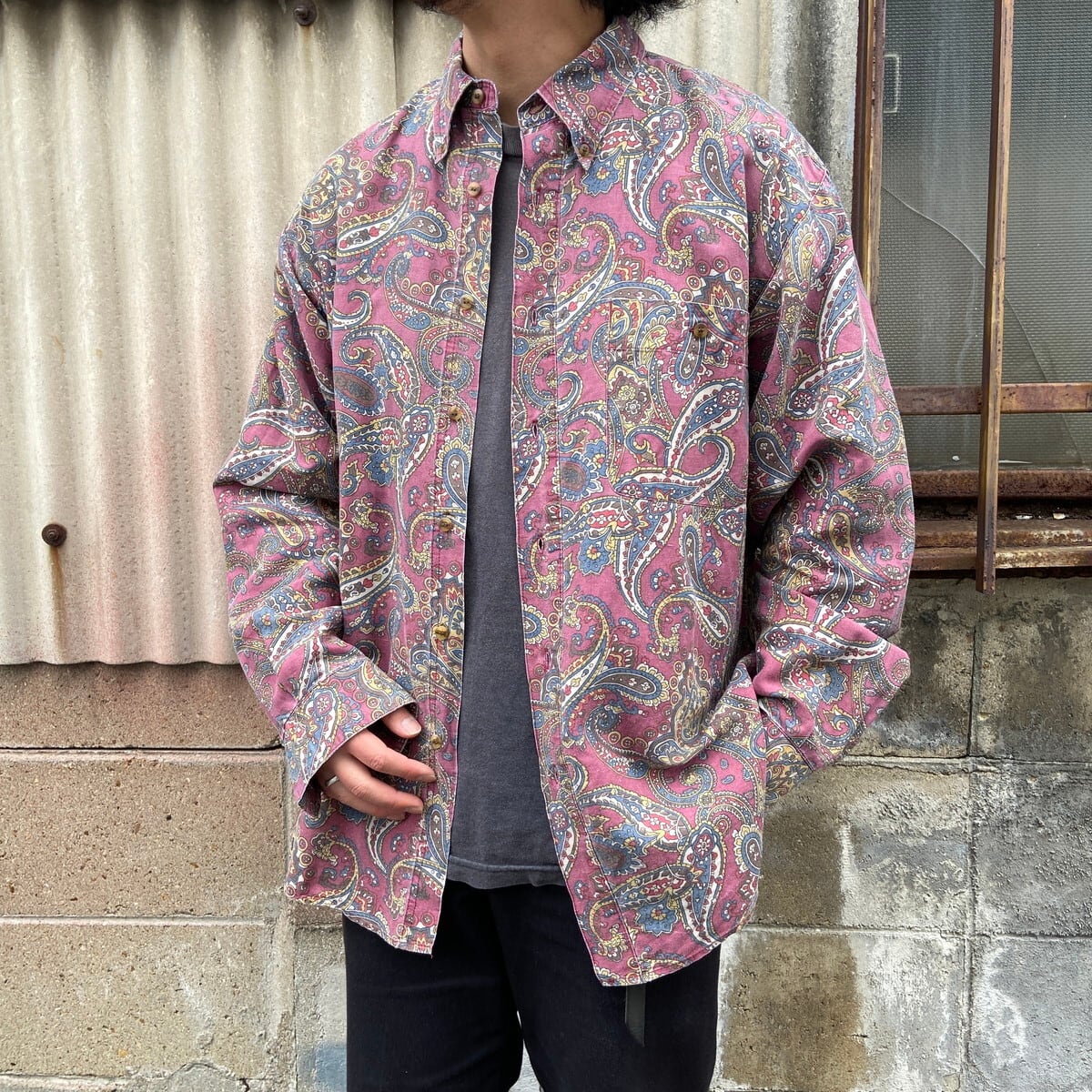 新品　大きいサイズ　男性 ペイズリー パッチワークプリント  XXL