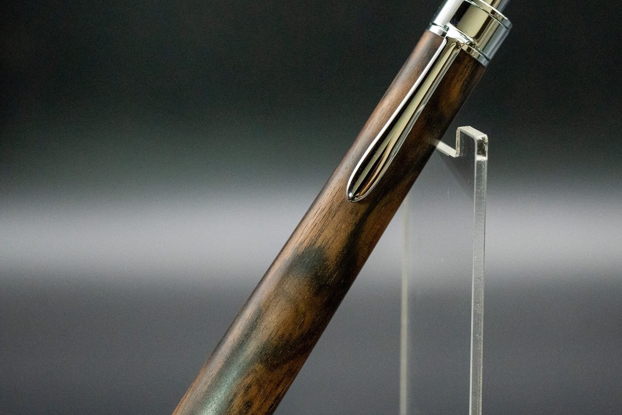 【魅惑の黒い紋様】 黒柿 孔雀杢 極上 silver MP