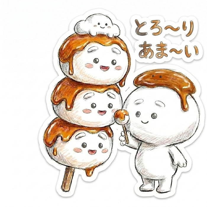 おもちさん ステッカー みたらし団子ちゃん キャラクター シール