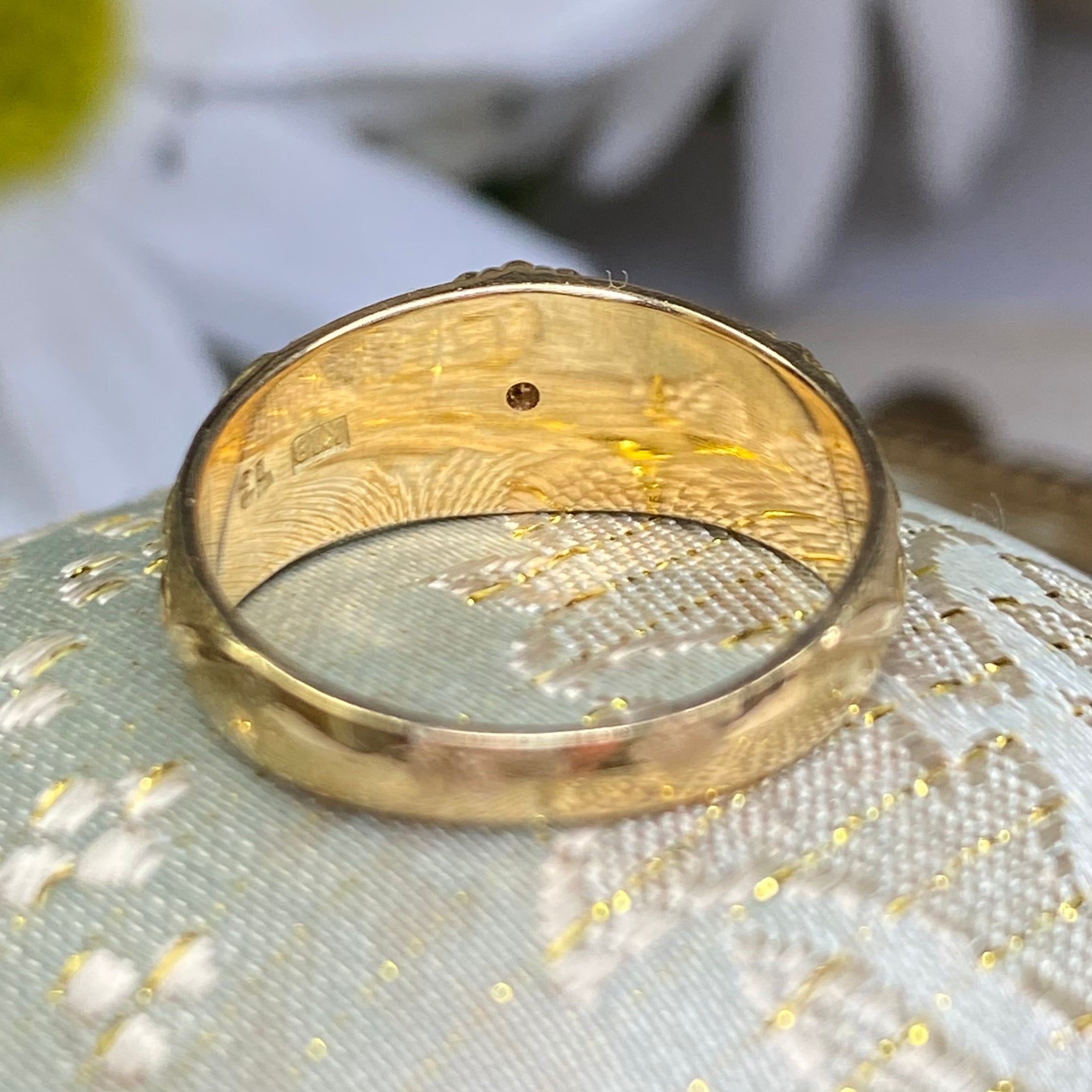 翡翠・ヒスイ指輪・アンティーク18金K18刻印リング12号 17.5mm 手堅く