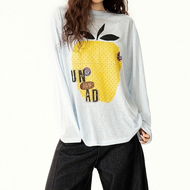 フルーツモチーフリラックスロングスリーブTシャツ 2col R02587