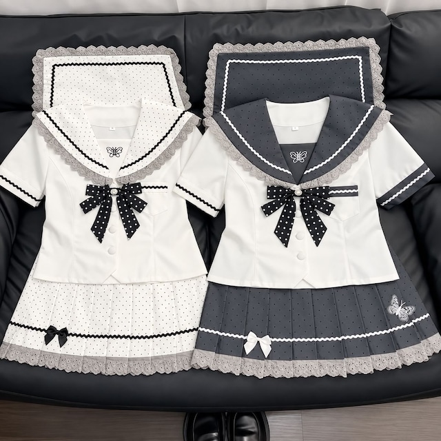 蝶舞うアカデミアドットセーラー服セットアップ