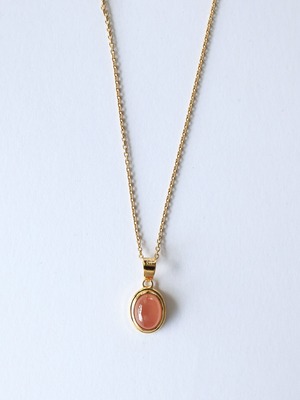 Step Bezel Gem Necklace  - Pink Topaz