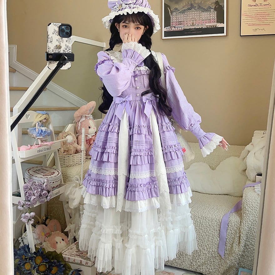 ゴスロリ好きに】ドールゴシック ロリータワンピース フリル重ね