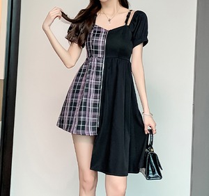 ワンピース レディース 半袖 韓国 地雷系 量産型 チェック柄 ゴスロリ 夏 Tb 794 毒いちご 韓国ファッション