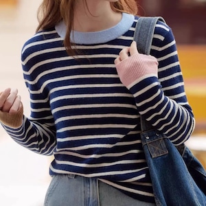 round neck striped sweater