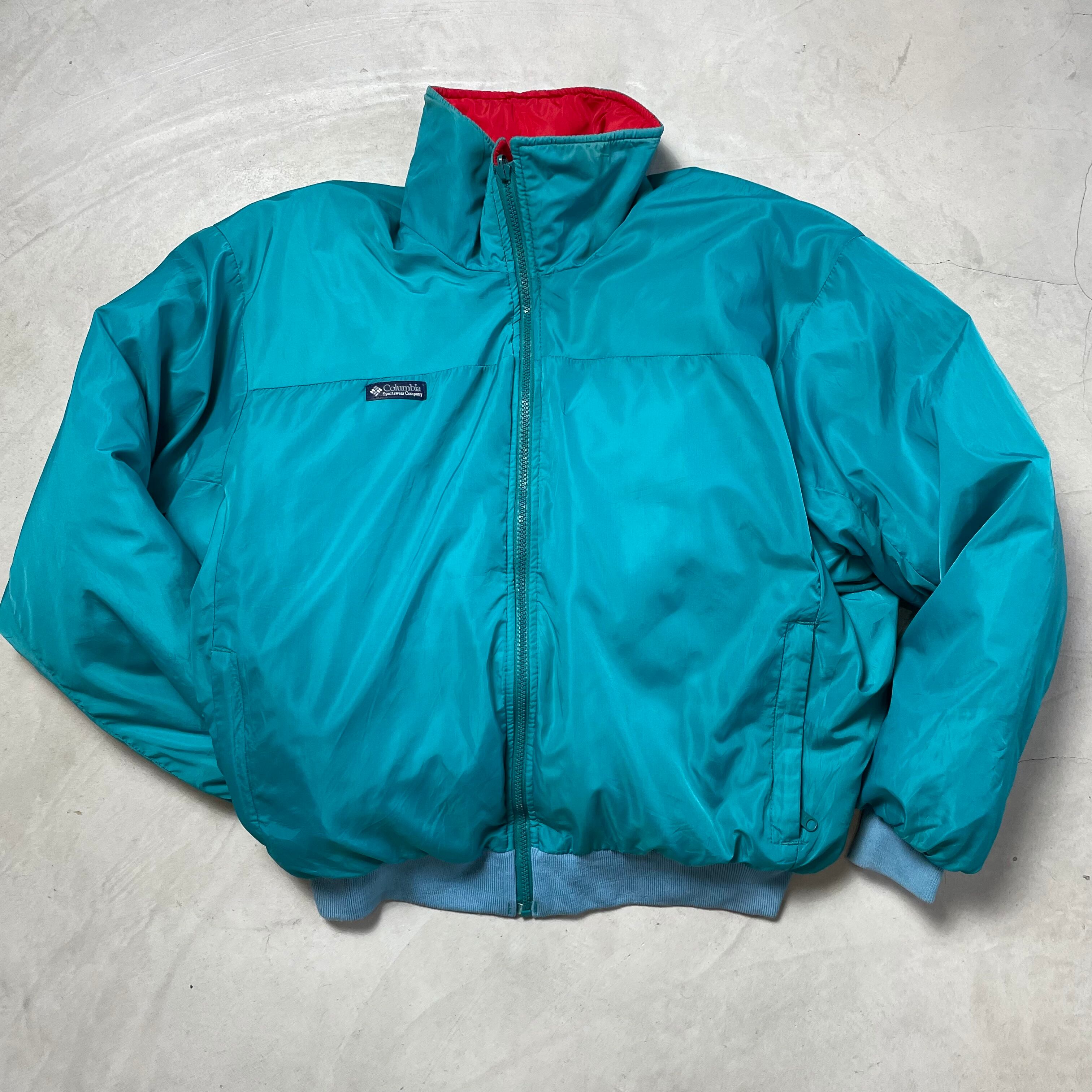 90年代 Columbia コロンビア リバーシブル ナイロンジャケット メンズL 古着 90s ビンテージ ビンテージ グリーン レッド 緑 赤 【アウトドアジャケット】